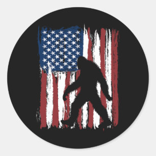 Bigfoot Amerikanische Flagge Lustig 4. Juli Patrio Runder Aufkleber