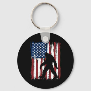 Bigfoot Amerikanische Flagge Lustig 4. Juli Patrio Schlüsselanhänger