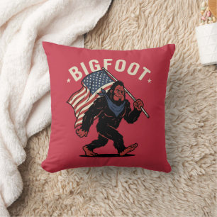 Bigfoot Amerikanische Flagge Patriotisch Retro 4.  Kissen