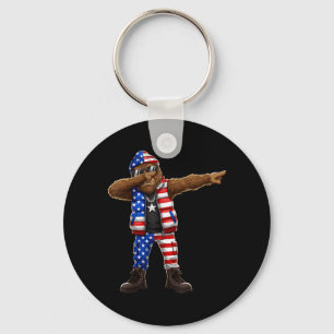 Bigfoot Amerikanische Flagge Patriotischer Sasquat Schlüsselanhänger