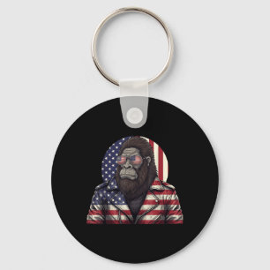 Bigfoot Amerikanische Flagge Patriotischer Sasquat Schlüsselanhänger