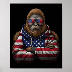 Bigfoot Amerikanische Flagge Rot Weiß Blau Patriot Poster