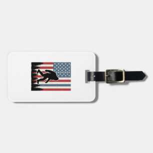 Bigfoot Amerikanische Flagge Vintage Vektor-Shirt- Gepäckanhänger