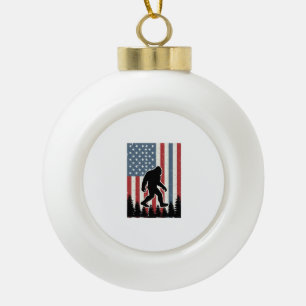 Bigfoot Amerikanische Flagge Vintage Vektor-Shirt- Keramik Kugel-Ornament