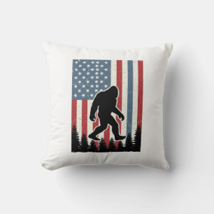 Bigfoot Amerikanische Flagge Vintage Vektor-Shirt- Kissen