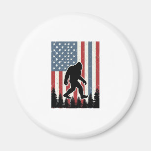 Bigfoot Amerikanische Flagge Vintage Vektor-Shirt- Magnet