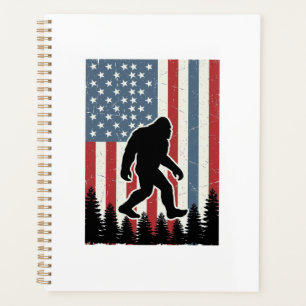 Bigfoot Amerikanische Flagge Vintage Vektor-Shirt- Planer