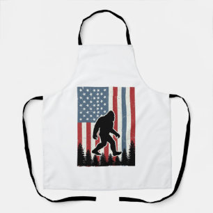 Bigfoot Amerikanische Flagge Vintage Vektor-Shirt- Schürze