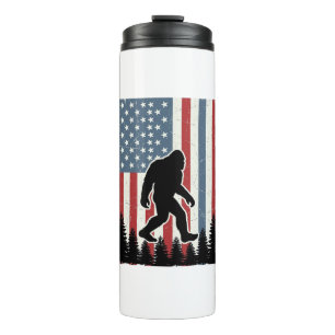 Bigfoot Amerikanische Flagge Vintage Vektor-Shirt- Thermosbecher
