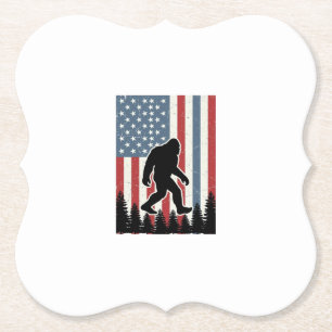 Bigfoot Amerikanische Flagge Vintage Vektor-Shirt- Untersetzer