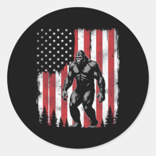 Bigfoot Amerikanische USA-Flagge Patriotisch 4. Ju Runder Aufkleber