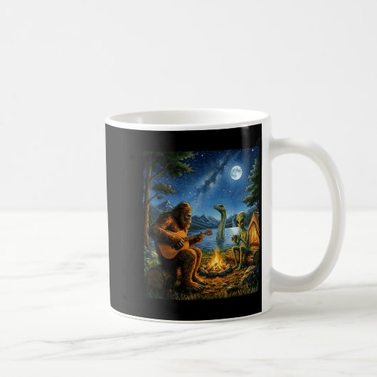 Bigfoot And Alien Loch Ness Campfire Sasquatch Fun Kaffeetasse (Rechts)