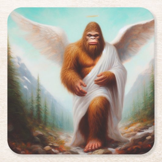 Bigfoot Angel Rechteckiger Pappuntersetzer (Vorderseite)