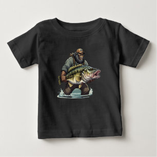 Bigfoot-Angeln-Barsch-Fisch-Sasquatch-Yeti-Angler Baby T-shirt