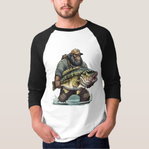 Bigfoot-Angeln-Barsch-Fisch-Sasquatch-Yeti-Angler T-Shirt