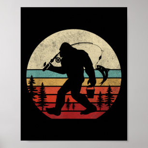 Bigfoot Angeln Funny Retro Sasquatte Vater Männer Poster