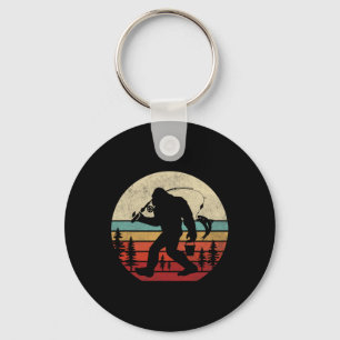 Bigfoot Angeln Funny Retro Sasquatte Vater Männer Schlüsselanhänger