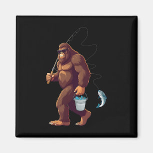 Bigfoot-Angeln Lustig Retro Sasquatch Angler Papa Magnet
