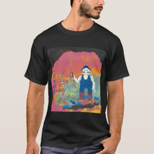 Bigfoot-Angeln Lustiger Retro-Sasquatch-Vater Männ T-Shirt