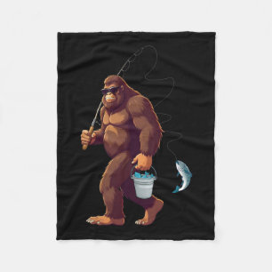 Bigfoot-Angeln Lustiges Retro-Sasquatch-Angler-Vat Fleecedecke