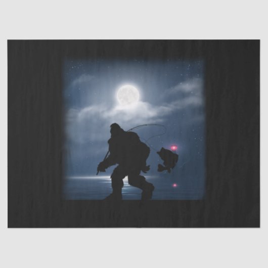 Bigfoot Angeln Sasquatsch und Fischnacht Fisch Seidenpapier (Vorderseite)