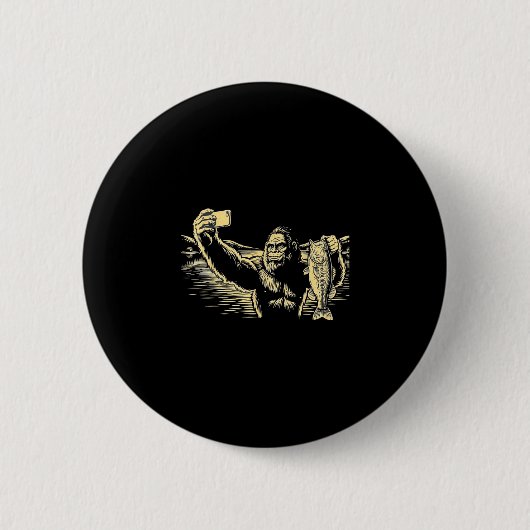 Bigfoot-Angeln Selfie lustiger Sasquatch-Barsch Button (Vorderseite)