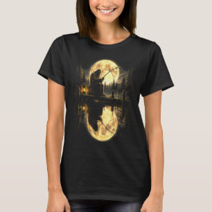 Bigfoot Angeln Vollmond See Reflexion Outdoor  T-Shirt
