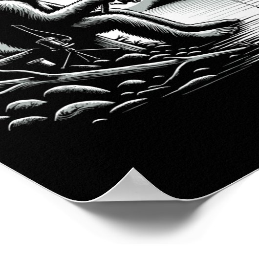 Bigfoot Angelsee Sasquatch Fisherman Funny Fis Poster (Ecke)