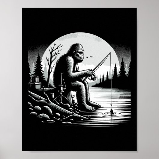 Bigfoot Angelsee Sasquatch Fisherman Funny Fis Poster (Vorne)