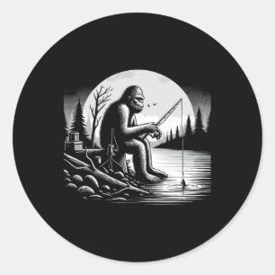 Bigfoot Angelsee Sasquatch Fisherman Funny Fis Runder Aufkleber