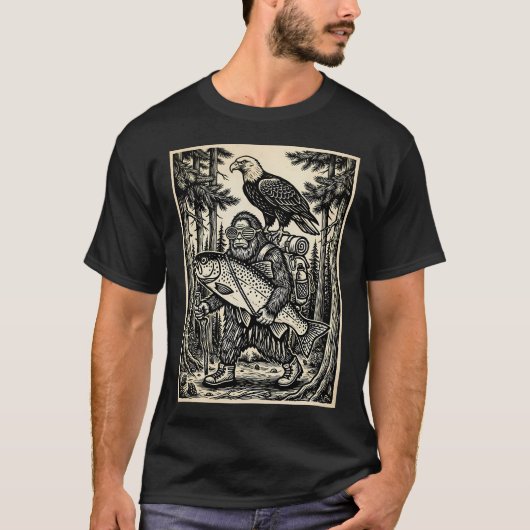 Bigfoot-Angler T-Shirt (Vorderseite)