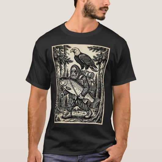 Bigfoot-Angler T-Shirt (Vorderseite)