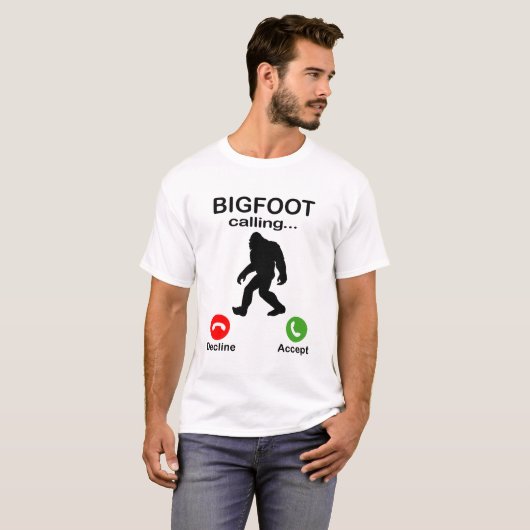 Bigfoot anrufen Declive oder Halloween annehmen T-Shirt (Vorne ganz)