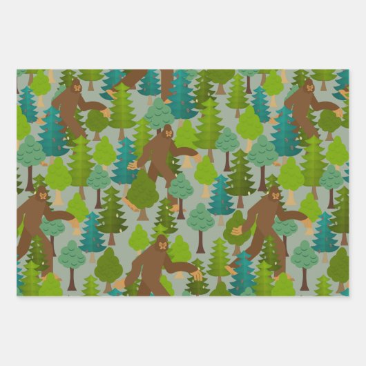 Bigfoot auf dem Loose Niedlichen Cartoon Sasquatch Geschenkpapier Set (Vorderseite 2)