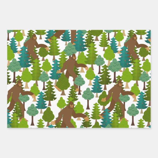 Bigfoot auf dem Loose Niedlichen Cartoon Sasquatch Geschenkpapier Set (Vorderseite)