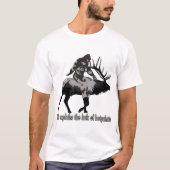 Bigfoot auf Elch ohne Fußspuren T-Shirt (Vorderseite)
