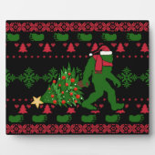 Bigfoot auf Strick Hintergrund Fotoplatte (Vorderseite)