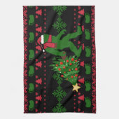 Bigfoot auf Strick Hintergrund Geschirrtuch (Vertikal)