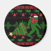 Bigfoot auf Strick Hintergrund Magnet (Vorne)