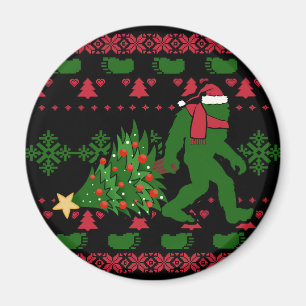 Bigfoot auf Strick Hintergrund Magnet