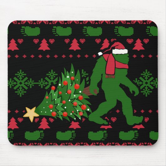 Bigfoot auf Strick Hintergrund Mousepad (Vorne)