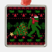 Bigfoot auf Strick Hintergrund Ornament Aus Metall (Vorne)