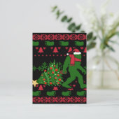 Bigfoot auf Strick Hintergrund Postkarte (Stehend Vorderseite)