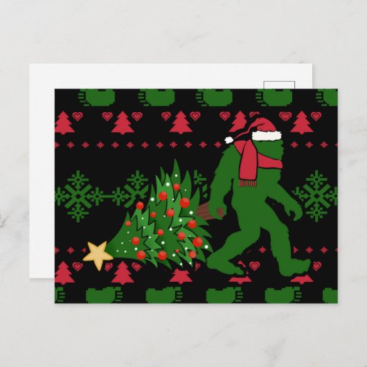 Bigfoot auf Strick Hintergrund Postkarte (Vorne/Hinten)