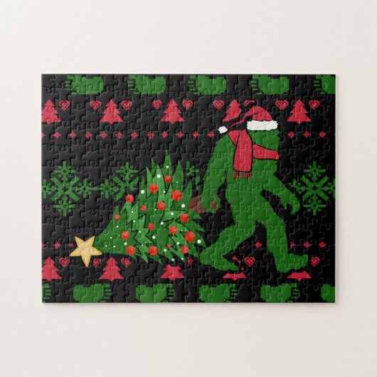 Bigfoot auf Strick Hintergrund Puzzle (Horizontal)