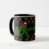 Bigfoot auf Strick Hintergrund Tasse (Vorderseite Links)