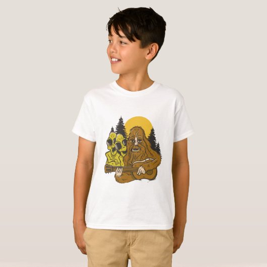 Bigfoot Außerirdischen Guitar Camping Sasquatch Fu T-Shirt (Vorne ganz)