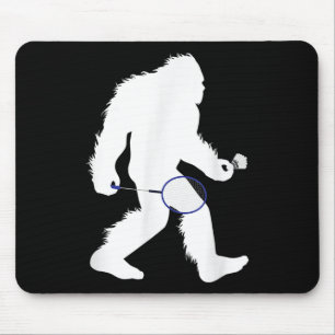 Bigfoot Badminton Player Sasquatch Shuttle Mousepad