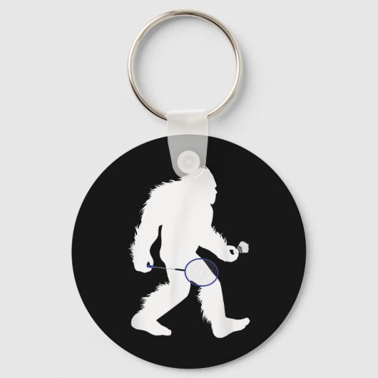 Bigfoot Badminton Player Sasquatch Shuttle Schlüsselanhänger (Vorderseite)