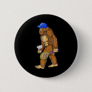 Bigfoot Badminton Shuttle Art Sports Button